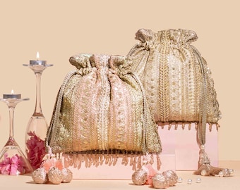 Naaz Potli Pastel, Diwali Potli Pouch, Zari&pearl Embroidered