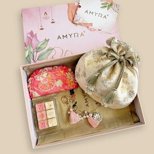 Mother's Day Hamper - Suki Off-white potli - Home & Accessory Box,Ethnic Gift Set for Mom,Gift for Her,Artisan Hamper for Women