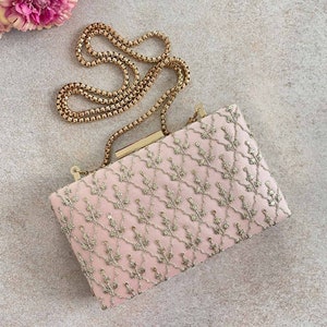 Anya Box Clutch - Blush and light gold