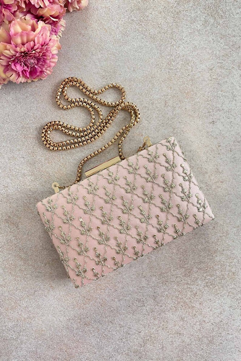 Anya Box Clutch - Blush and light gold