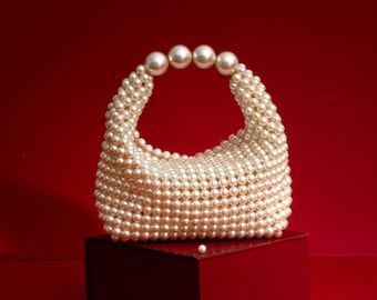 Zia Pearl Purse - Beaded Evening Bag, Bridal Clutch, Bridesmaid Gift