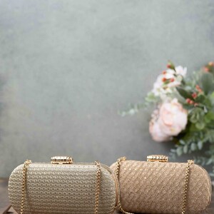 Goldtone And Champagne Clutch With Tassel main image 1