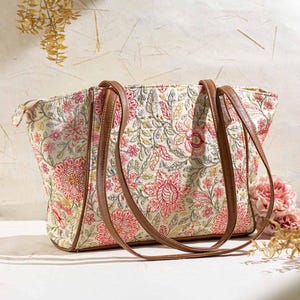 Bolso de mano con bordado floral de hiedra, bolso de hombro hecho a mano para mujer, bolso de viaje, bolso de compras, bolso multiusos, regalo para mujer