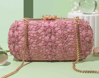 Cordon Bridal Capsule Clutch - Pink, evening clutch bag, gifts for her , Diwali festive bags