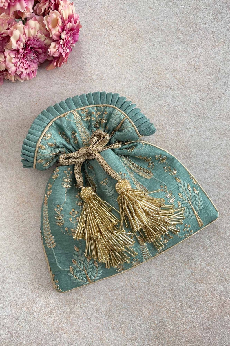 Blue Embroidered Potli Bag
