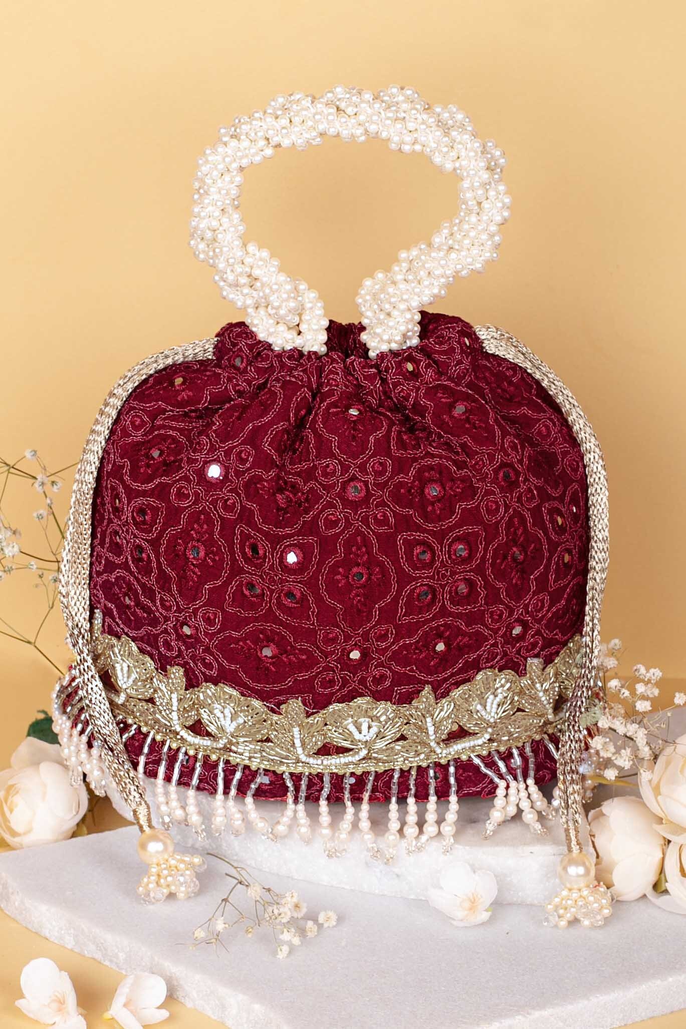 Monroe Bucket Bag Maroon Brauttaschen Hochzeitsgeschenke Diwali Partybeutel einzigartige indische handgefertigte Potli Beutel Etsy
