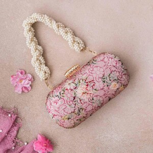 Elora Capsule Clutch - Rosa, presente de casamento, designer e bolsa de casamento, presente de aniversário para ela, presente de Diwali