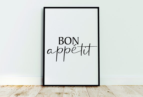 Bon Appetit Print Bon Appetit Quote Typography Print | Etsy
