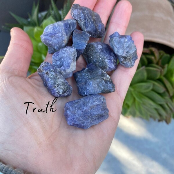 Terrific Tanzanite Raw Natural Crystals - Gentle blue mauve with natural graphite.