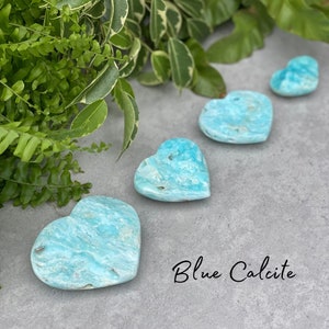 Caribbean Blue Calcite Heart - Polished On One Side -  Natural Gemstone - Crystal