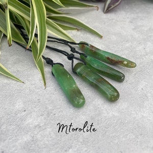 Green Mtorolite Pendant Necklace - Handmade - Adjustable Natural Cord - 3 Sizes