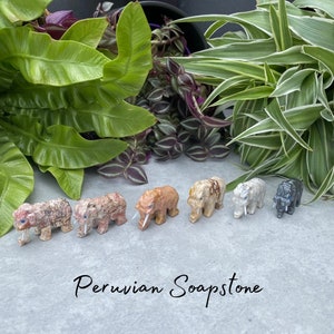 Peruvian Soapstone Elephant - Tusks - Spirit Animal - Hand Carved