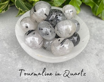 Tourmaline In Quartz Polished Pebble - Tumbled Gemstone