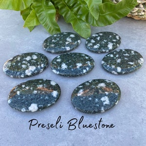 Preseli Bluestone - A+ Palm Stone - Polished Galet - Gemstone - Crystal
