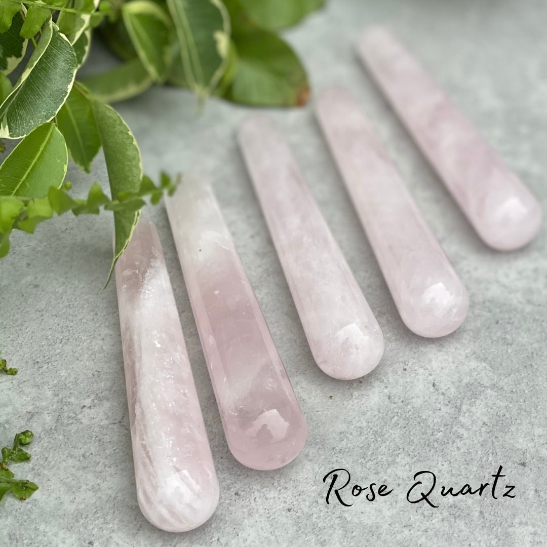 Rose Quartz Massage Wand Gemstone Wellbeing Tool Crystal Etsy