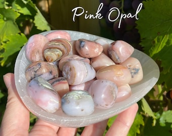 Pink Opal Polished Pebble Crystal - Tumbled Gemstone - 5 Sizes
