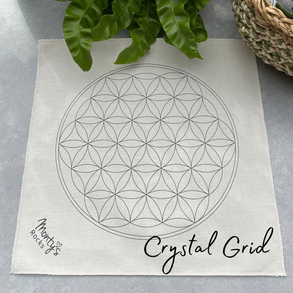 Flower of Life Crystal Grid - 34cm - 13.3 inches - Organic Cotton - Sustainable