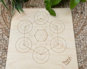 Metatron's Cube Crystal Grid - 22cm - Birch Ply - Sustainable