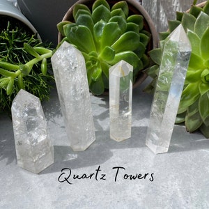 Clear Quartz Polished Tower - Freestanding Gemstone - Crystal