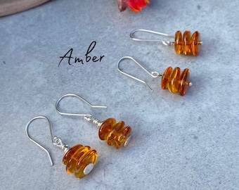 Sterling Silver Amber Tower Earrigs Sterling Silver Amber Tower Earrigs