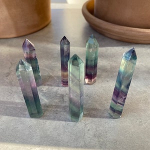 Fluorite - Purple & Green Polished Faceted Tower - Gemstone Point - Crystal