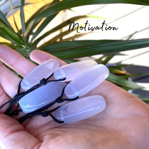 Blue Chalcedony Pendant Necklace - Handmade - Adjustable Natural Cord