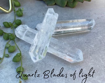 Clear Quartz Natural Drilled Gemstone Pendant - 'Blades of Light' - Crystal