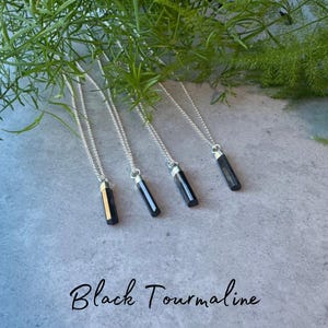Black Tourmaline Necklace - Sterling Silver - Handmade - Choose