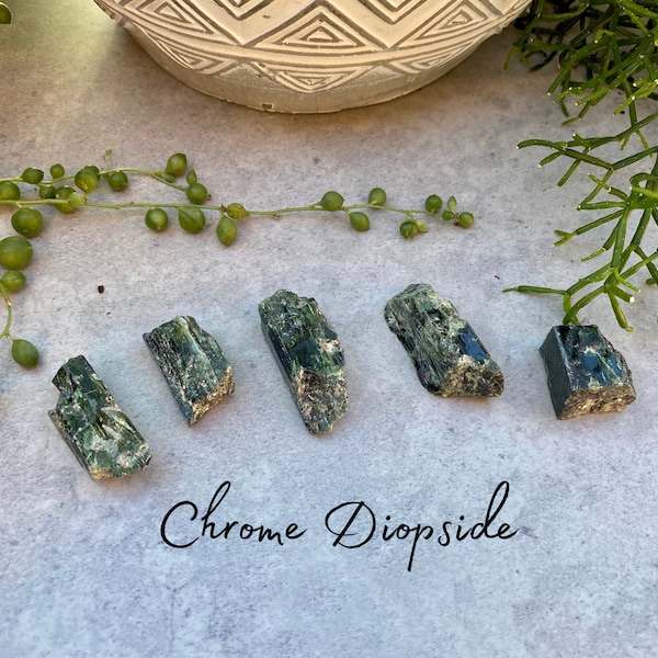 Chrome Diopside - Green Raw Crystal - Natural Rough Gemstone