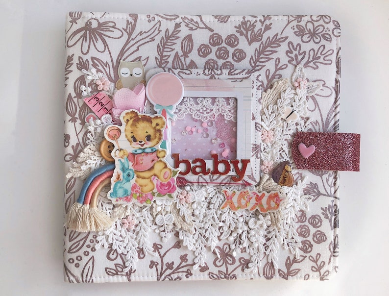 Baby girl scrapbook album. Baby girl first photo album with a Etsy