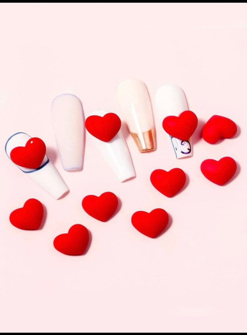 Heart Nails Charms Etsy