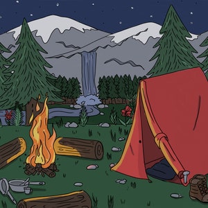 Printable Coloring Page, Forest Campsite image 3