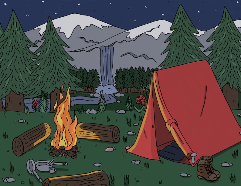 Printable Coloring Page, Forest Campsite image 3