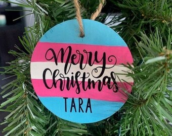 Trans Flag W Hehim Pronouns Ornament Christmas Tree Decor Trans Flag W Hehim Pronouns Ornament Christmas Tree Decor
