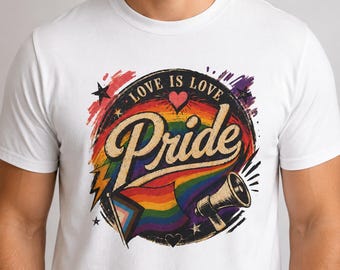 Camiseta Unissex do Orgulho LGBTQ+, Camiseta "O Amor é Amor", Camiseta do Orgulho LGBTQ+, Camiseta Arco-Íris do Orgulho, Roupa do Orgulho Gay, Orgulho Lésbico, Camiseta do Orgulho, Camiseta LGBT