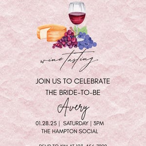 Editable digital party invitation, wine tasting, wine tasting bridal party, wine tasting party invitations, wine tasting party, invitations