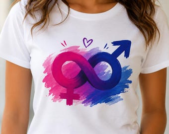 Camiseta Unissex do Orgulho Bissexual | Camiseta LGBTQ+ do Orgulho Bi | Camiseta com Símbolo Bissexual | Roupa para o Mês do Orgulho | Presente LGBT para Homens e Mulheres | Camiseta do Orgulho Queer
