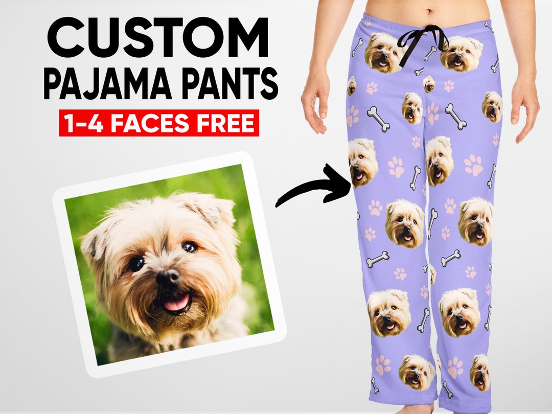 Custom Dog Pajama Pants Dog Face on Pajamas Custom Photo Etsy