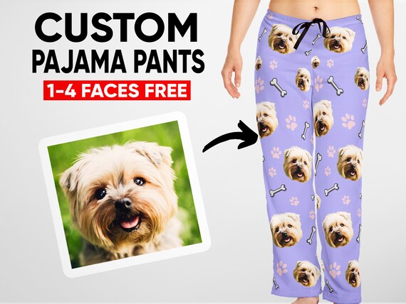 Custom Dog Pajama Pants Dog Face on Pajamas Custom Photo - Etsy