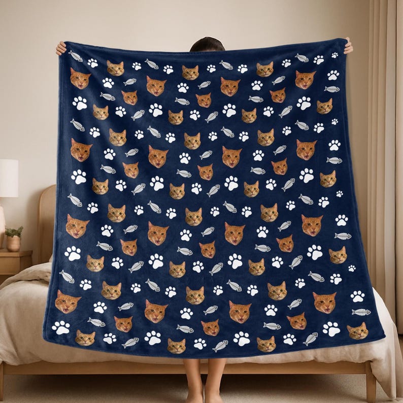 Personalized Cat Photo Blanket: Custom Pet Lover Gift Bild 7