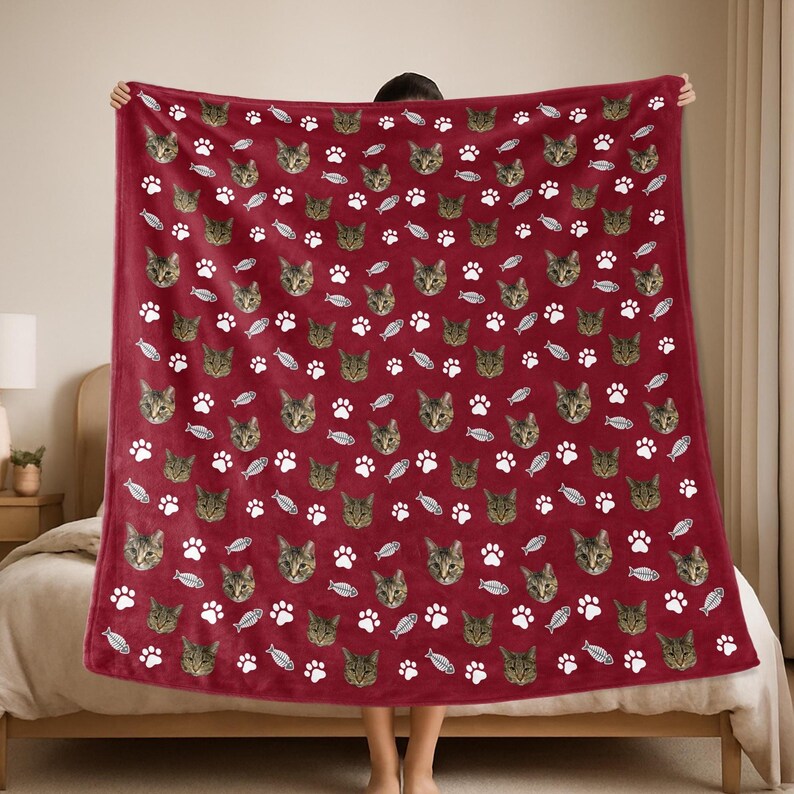 Personalized Cat Photo Blanket: Custom Pet Lover Gift Bild 3