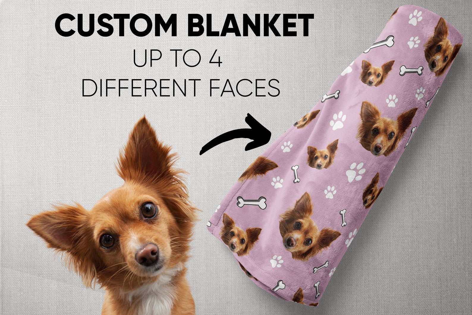 Personalized Dog Face Blanket Custom Dog Lover Sofa Throw Etsy