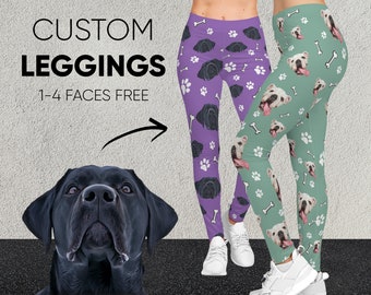 Custom Dog Face Leggings: Personalized Pet Photo Yoga Pants