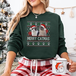Moletom personalizado de Natal com estampa de cachorro feio: pulôver personalizado com foto de cachorro