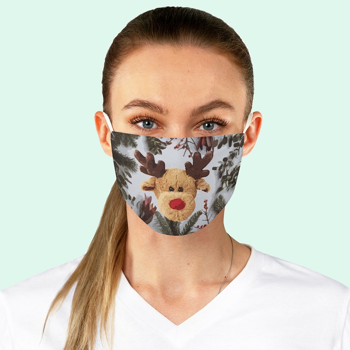 Rudolph Reindeer Christmas Face Mask Washable Breathable and Etsy