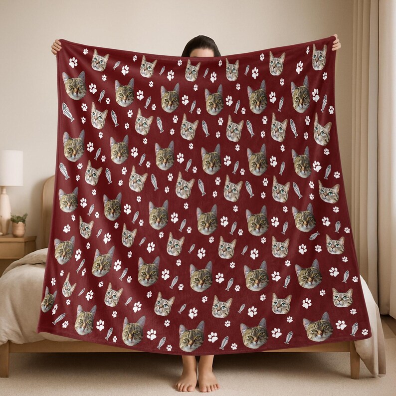 Personalized Cat Photo Blanket: Custom Pet Lover Gift Bild 2