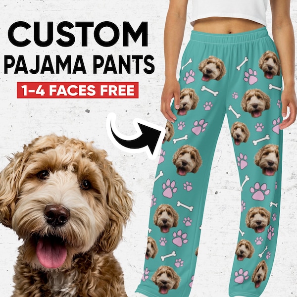 Custom Dog Pajama Pants, Dog Face on Pajamas, Personalized Pajama Pants, Custom Photo Pajamas, Pet Picture on Pajamas, Funny Cat Photo Pjs