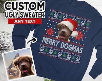 Custom Pet Ugly Christmas Sweatshirt: Personalized Dog Photo Pullover