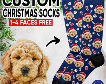 Personalisierte Hunde Foto Weihnachtssocken: Individuelle Weihnachtsmütze Geschenk