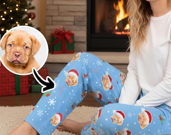 Custom Pet Photo Christmas Pajama Pants: Personalized Dog or Cat PJs